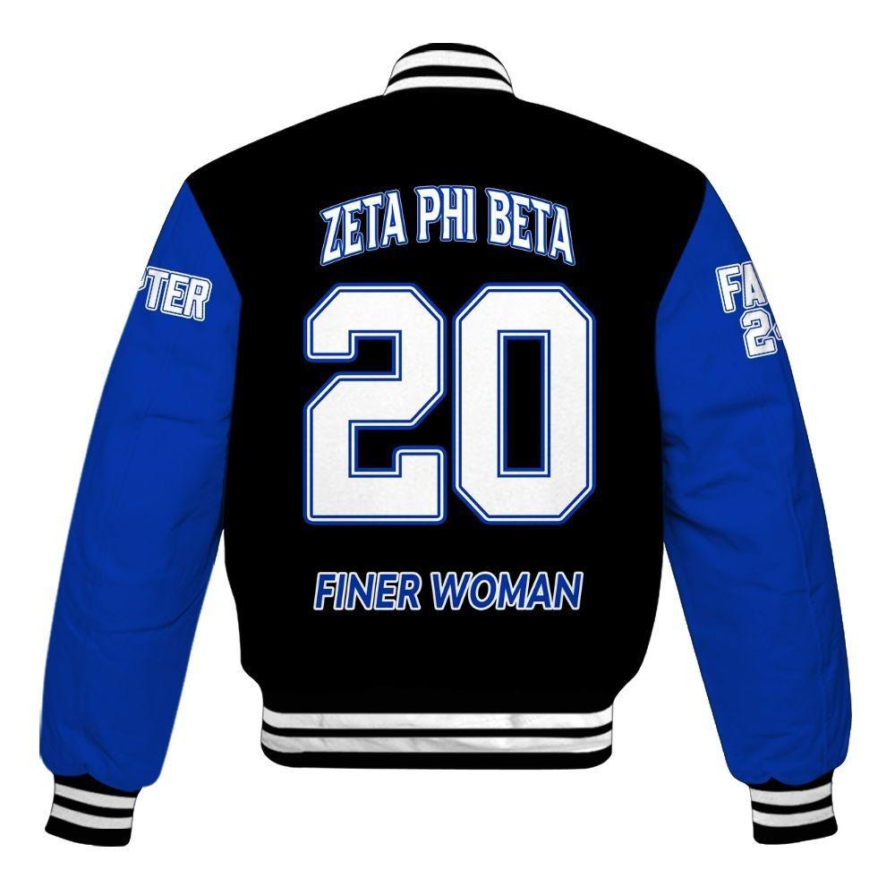 Zeta Phi Beta Custom Chapter Varsity Jacket, Personalized Black Jacket Blue Sleeves Z Phi B Jacket 1920 Zeta Phi Beta Sorority Jacket